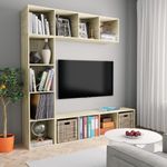 Casa si Gradina - Mobilier - Biblioteci si rafturi - Biblioteci - Dulap carti / TV, 3 piese, stejar Sonoma, 180 x 30 x 180 cm - Infinity.ro