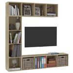 Casa si Gradina - Mobilier - Biblioteci si rafturi - Biblioteci - Dulap carti / TV, 3 piese, stejar Sonoma, 180 x 30 x 180 cm - Infinity.ro