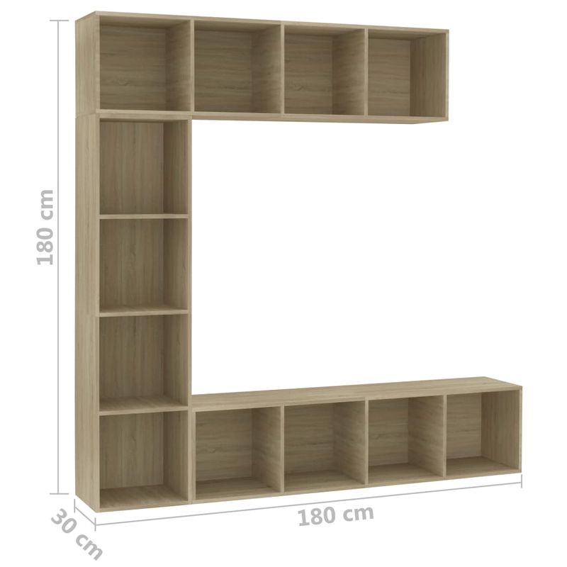 Casa si Gradina - Mobilier - Biblioteci si rafturi - Biblioteci - Dulap carti / TV, 3 piese, stejar Sonoma, 180 x 30 x 180 cm - Infinity.ro