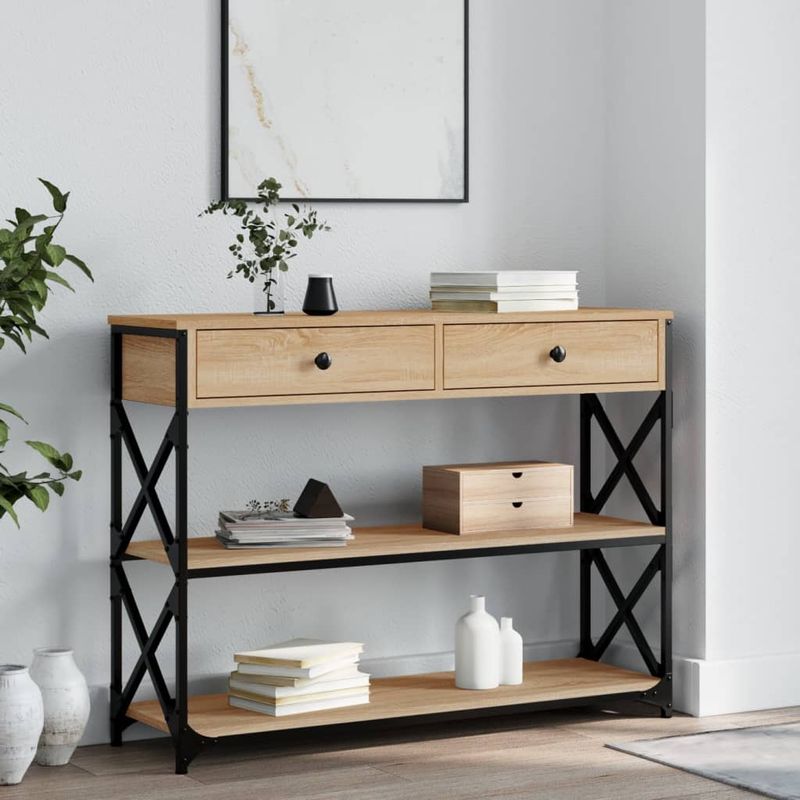 Casa si Gradina - Mobilier - Comode si corpuri - Console - Masuta consola, stejar sonoma, 100x28x75 cm, lemn prelucrat - Infinity.ro