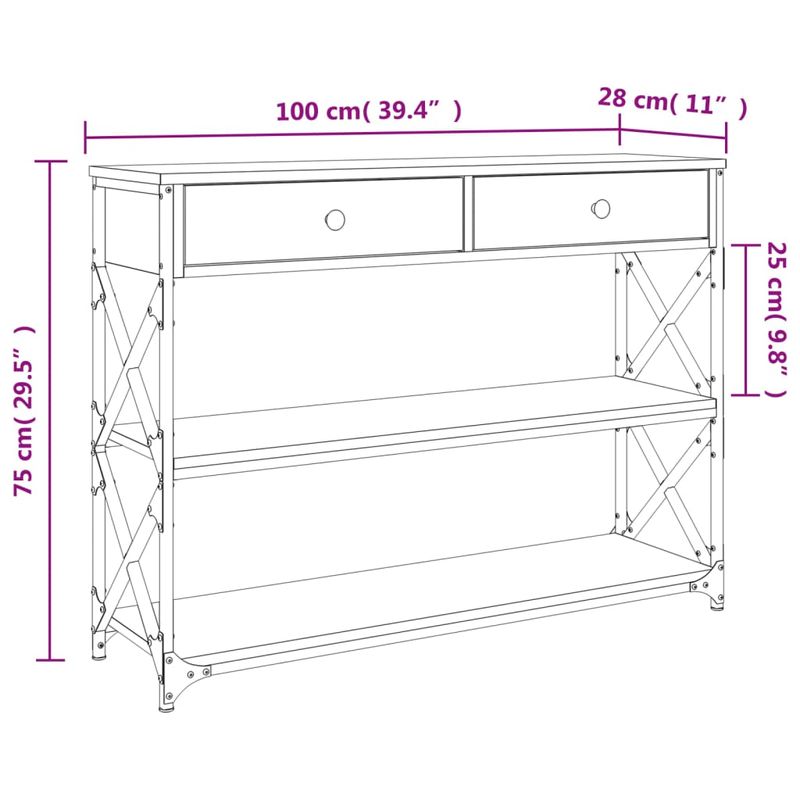 Casa si Gradina - Mobilier - Comode si corpuri - Console - Masuta consola, stejar sonoma, 100x28x75 cm, lemn prelucrat - Infinity.ro