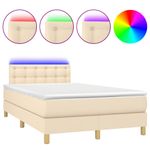 Casa si Gradina - Mobilier - Paturi si accesorii - Paturi - Pat cu arcuri, saltea si LED, crem, 120x190 cm, textil - Infinity.ro
