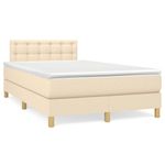 Casa si Gradina - Mobilier - Paturi si accesorii - Paturi - Pat cu arcuri, saltea si LED, crem, 120x190 cm, textil - Infinity.ro