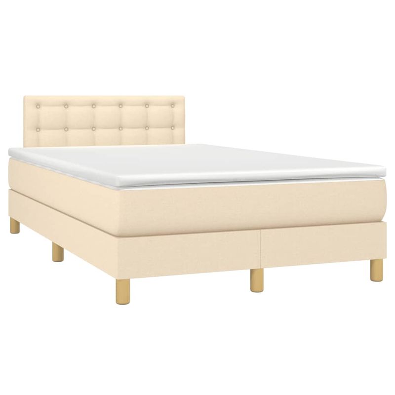 Casa si Gradina - Mobilier - Paturi si accesorii - Paturi - Pat cu arcuri, saltea si LED, crem, 120x190 cm, textil - Infinity.ro