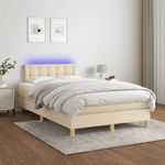 Casa si Gradina - Mobilier - Paturi si accesorii - Paturi - Pat cu arcuri, saltea si LED, crem, 120x190 cm, textil - Infinity.ro