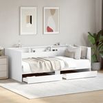 Casa si Gradina - Mobilier - Paturi si accesorii - Paturi - Cadru pat de zi cu sertare, alb, 75x190 cm, lemn prelucrat - Infinity.ro