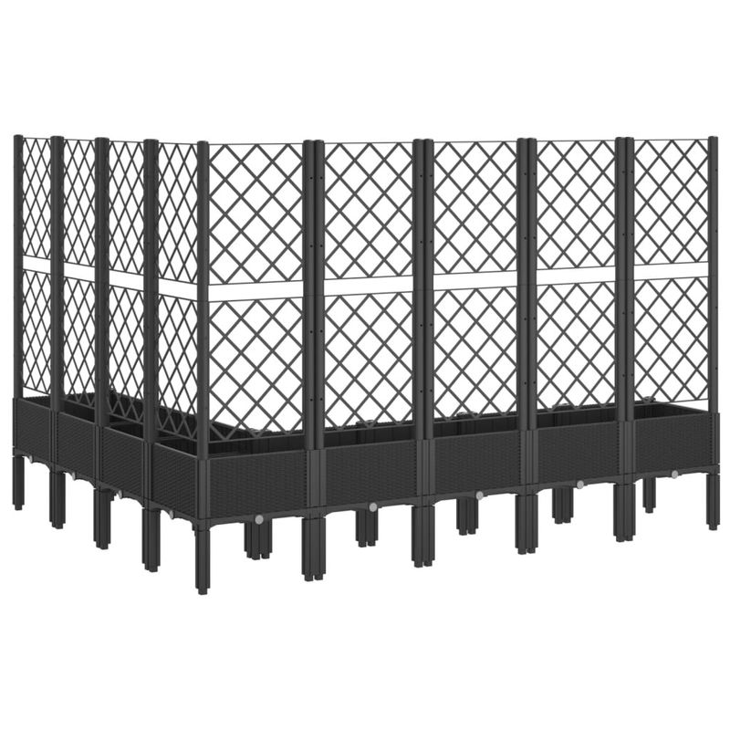 Casa si Gradina - Gradinarit si plante - Plante si ghivece - Ghivece si suporturi - Jardiniera de gradina cu spalier, negru, 200x160x142 cm, PP - Infinity.ro