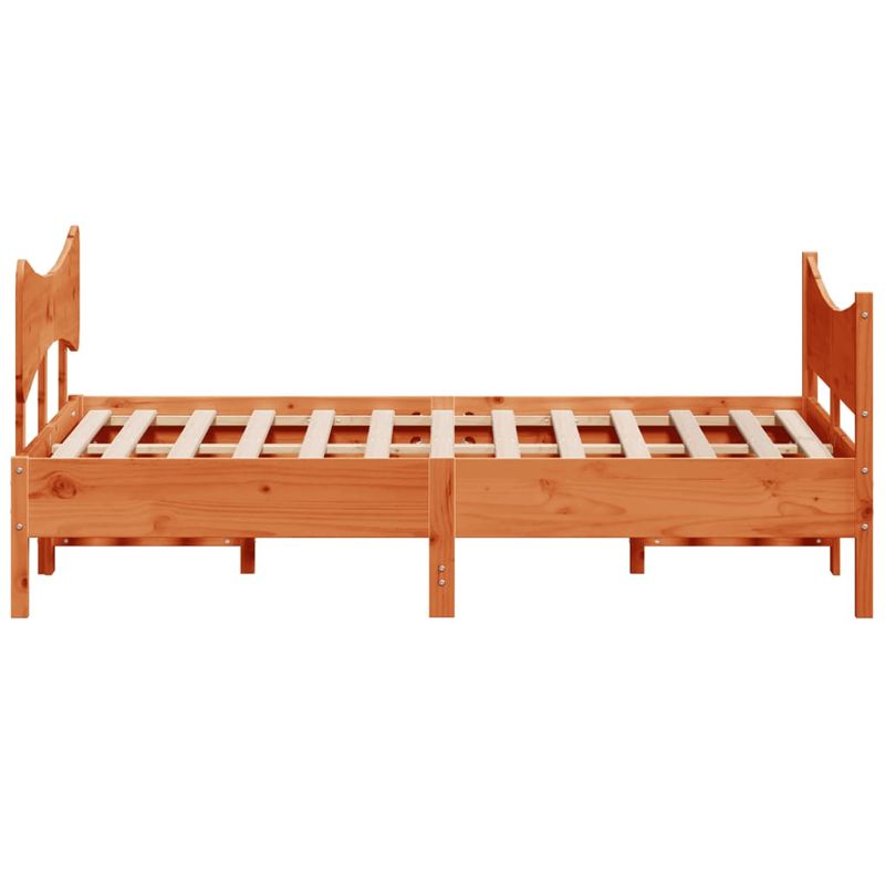 Casa si Gradina - Mobilier - Paturi si accesorii - Paturi - Cadru de pat cu tablie, maro ceruit, 140x190 cm, lemn masiv pin - Infinity.ro