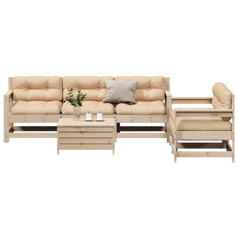 Casa si Gradina - Gradina si terasa - Mobilier exterior - Seturi mobila gradina - Set mobilier de gradina cu perne, 6 piese, lemn masiv de pin - Infinity.ro