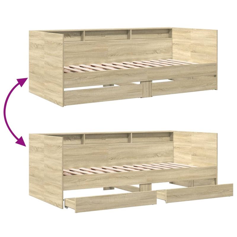 Casa si Gradina - Mobilier - Paturi si accesorii - Paturi - Cadru pat cu sertare, stejar sonoma, 75x190 cm lemn prelucrat - Infinity.ro