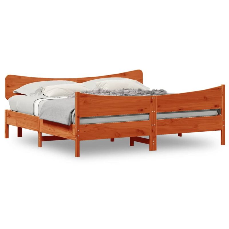 Casa si Gradina - Mobilier - Paturi si accesorii - Paturi - Cadru de pat cu tablie, maro ceruit, 180x200 cm, lemn masiv pin - Infinity.ro