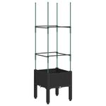 Casa si Gradina - Gradinarit si plante - Plante si ghivece - Ghivece si suporturi - Jardiniera de gradina cu spalier, negru, 40x40x142,5 cm, PP - Infinity.ro