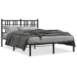 Casa si Gradina - Mobilier - Paturi si accesorii - Paturi - Cadru de pat metalic cu tablie, negru, 140x200 cm - Infinity.ro
