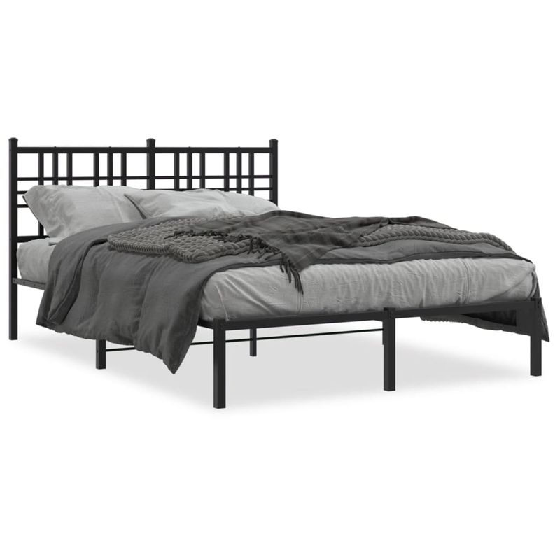 Casa si Gradina - Mobilier - Paturi si accesorii - Paturi - Cadru de pat metalic cu tablie, negru, 140x200 cm - Infinity.ro