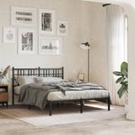 Casa si Gradina - Mobilier - Paturi si accesorii - Paturi - Cadru de pat metalic cu tablie, negru, 140x200 cm - Infinity.ro