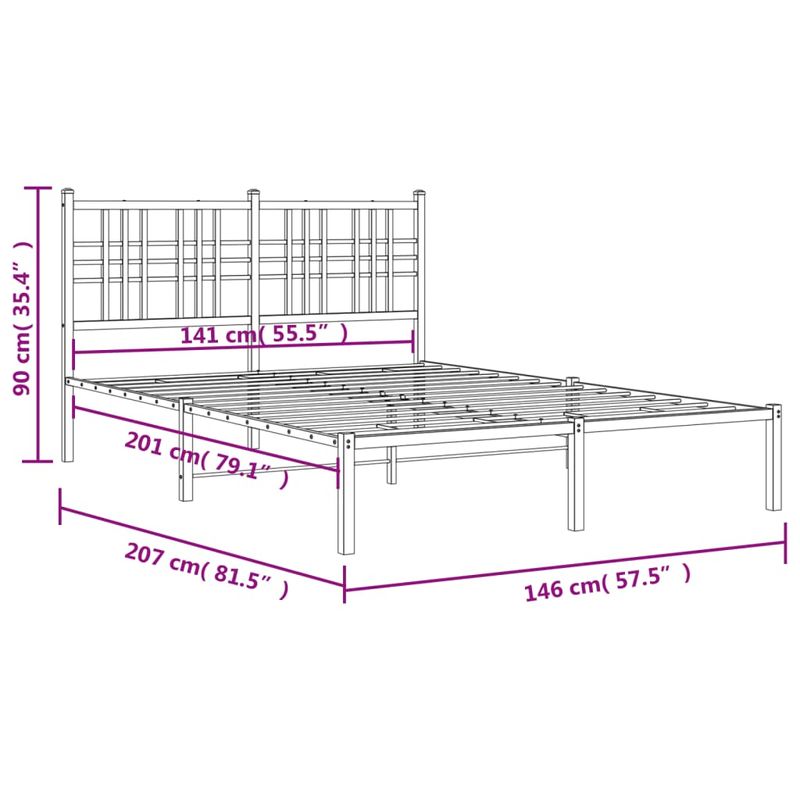Casa si Gradina - Mobilier - Paturi si accesorii - Paturi - Cadru de pat metalic cu tablie, negru, 140x200 cm - Infinity.ro