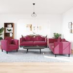 Casa si Gradina - Mobilier - Seturi de mobilier - Seturi living - Set canapele cu perne, 3 piese, rosu vin, catifea - Infinity.ro