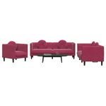Casa si Gradina - Mobilier - Seturi de mobilier - Seturi living - Set canapele cu perne, 3 piese, rosu vin, catifea - Infinity.ro