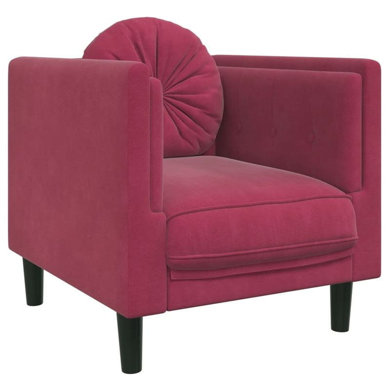 Casa si Gradina - Mobilier - Seturi de mobilier - Seturi living - Set canapele cu perne, 3 piese, rosu vin, catifea - Infinity.ro