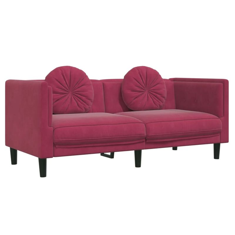 Casa si Gradina - Mobilier - Seturi de mobilier - Seturi living - Set canapele cu perne, 3 piese, rosu vin, catifea - Infinity.ro