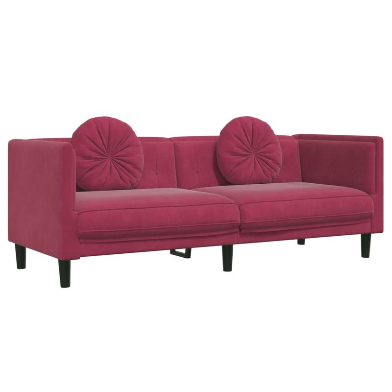 Casa si Gradina - Mobilier - Seturi de mobilier - Seturi living - Set canapele cu perne, 3 piese, rosu vin, catifea - Infinity.ro