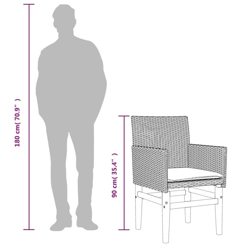 Casa si Gradina - Gradina si terasa - Mobilier exterior - Scaune si sezlonguri gradina - Scaune de gradina cu perne, 2 buc., gri, poliratan/lemn - Infinity.ro