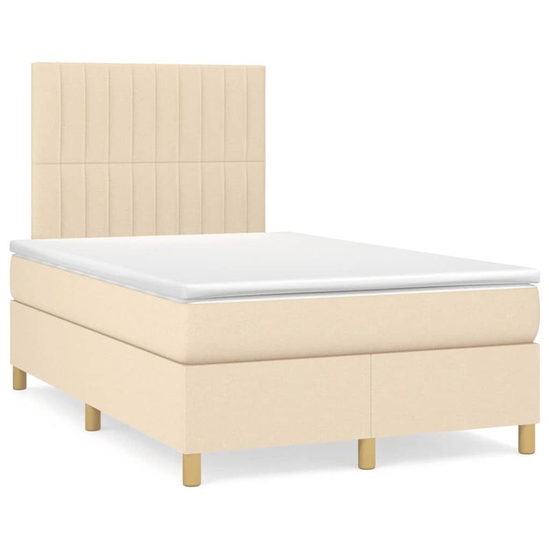 Casa si Gradina - Mobilier - Paturi si accesorii - Paturi - Pat cu arcuri, saltea si LED, crem, 120x190 cm, textil - Infinity.ro