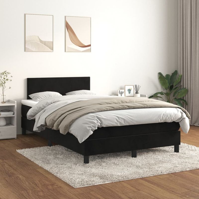Casa si Gradina - Mobilier - Paturi si accesorii - Paturi - Pat box spring cu saltea, negru, 120x190 cm, catifea - Infinity.ro