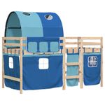 Casa si Gradina - Mobilier - Paturi si accesorii - Paturi - Pat etajat de copii cu tunel albastru 90x190 cm lemn masiv pin - Infinity.ro
