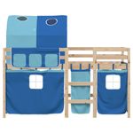 Casa si Gradina - Mobilier - Paturi si accesorii - Paturi - Pat etajat de copii cu tunel albastru 90x190 cm lemn masiv pin - Infinity.ro
