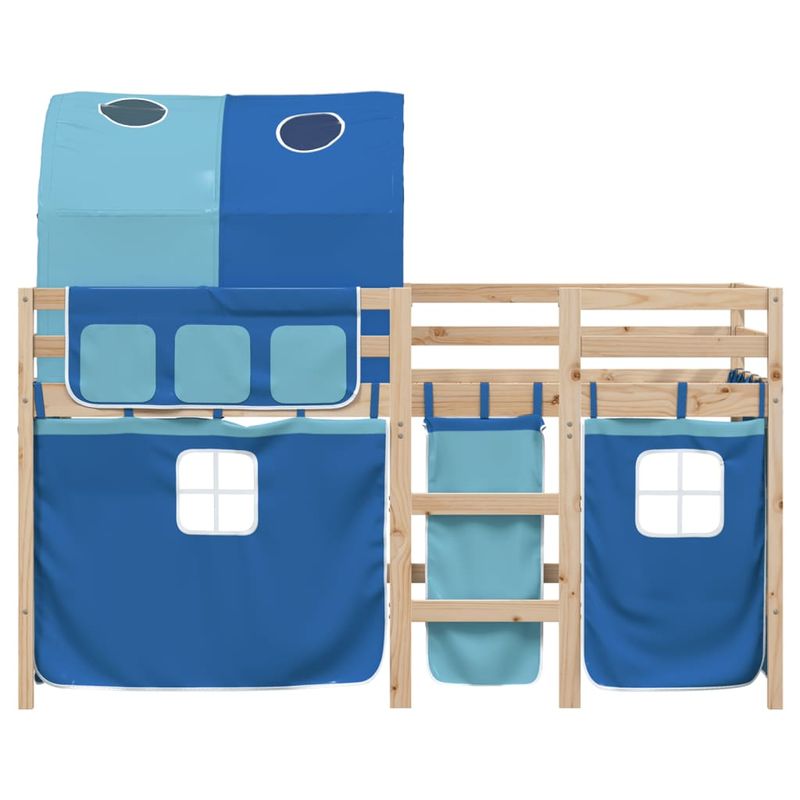 Casa si Gradina - Mobilier - Paturi si accesorii - Paturi - Pat etajat de copii cu tunel albastru 90x190 cm lemn masiv pin - Infinity.ro