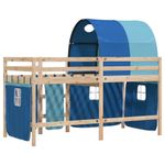 Casa si Gradina - Mobilier - Paturi si accesorii - Paturi - Pat etajat de copii cu tunel albastru 90x190 cm lemn masiv pin - Infinity.ro