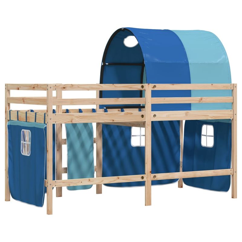 Casa si Gradina - Mobilier - Paturi si accesorii - Paturi - Pat etajat de copii cu tunel albastru 90x190 cm lemn masiv pin - Infinity.ro