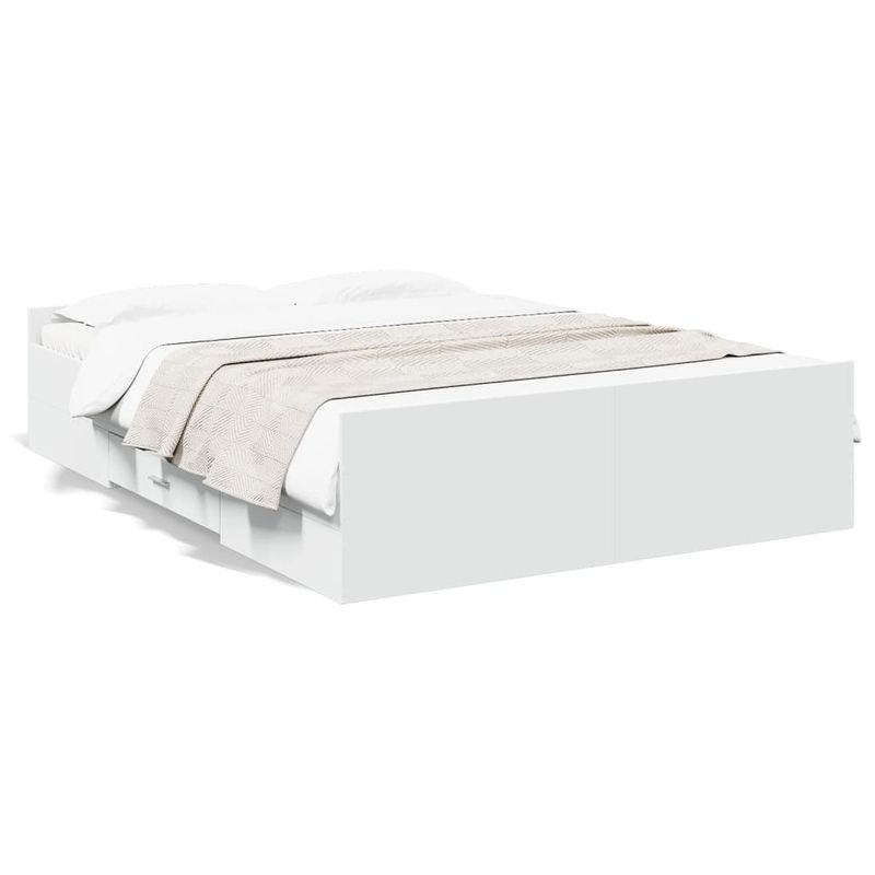Casa si Gradina - Mobilier - Paturi si accesorii - Paturi - Cadru pat cu sertare alb extralucios 140x190 cm, lemn prelucrat - Infinity.ro