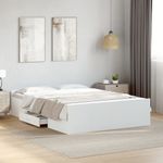 Casa si Gradina - Mobilier - Paturi si accesorii - Paturi - Cadru pat cu sertare alb extralucios 140x190 cm, lemn prelucrat - Infinity.ro
