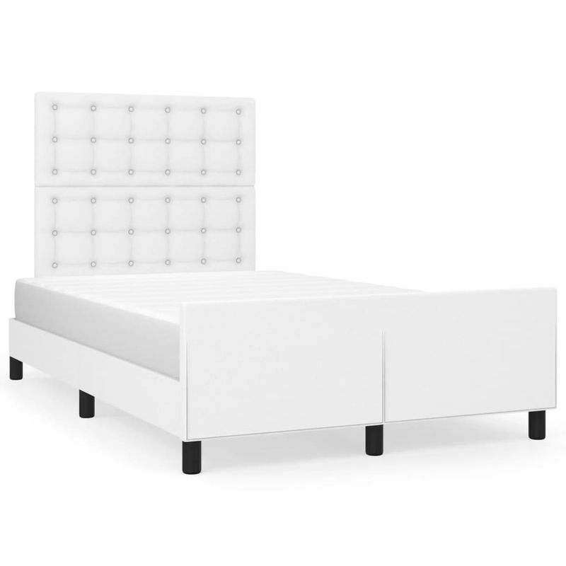Casa si Gradina - Mobilier - Paturi si accesorii - Paturi - Cadru de pat cu tablie, alb, 120x190 cm, piele ecologica - Infinity.ro