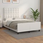 Casa si Gradina - Mobilier - Paturi si accesorii - Paturi - Cadru de pat cu tablie, alb, 120x190 cm, piele ecologica - Infinity.ro
