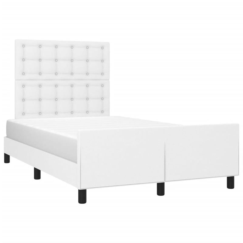 Casa si Gradina - Mobilier - Paturi si accesorii - Paturi - Cadru de pat cu tablie, alb, 120x190 cm, piele ecologica - Infinity.ro