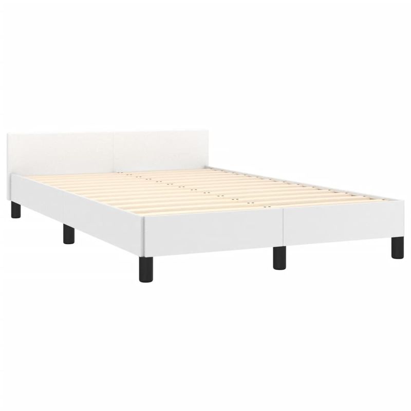 Casa si Gradina - Mobilier - Paturi si accesorii - Paturi - Cadru de pat cu tablie, alb, 120x190 cm, piele ecologica - Infinity.ro