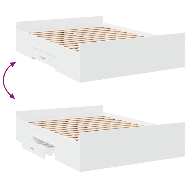 Casa si Gradina - Mobilier - Paturi si accesorii - Paturi - Cadru pat cu sertare alb extralucios 140x190 cm, lemn prelucrat - Infinity.ro