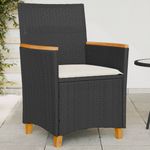 Casa si Gradina - Gradina si terasa - Mobilier exterior - Scaune si sezlonguri gradina - Scaune de gradina cu perne, 2 buc., negru poliratan/lemn - Infinity.ro