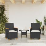 Casa si Gradina - Gradina si terasa - Mobilier exterior - Scaune si sezlonguri gradina - Scaune de gradina cu perne, 2 buc., negru poliratan/lemn - Infinity.ro