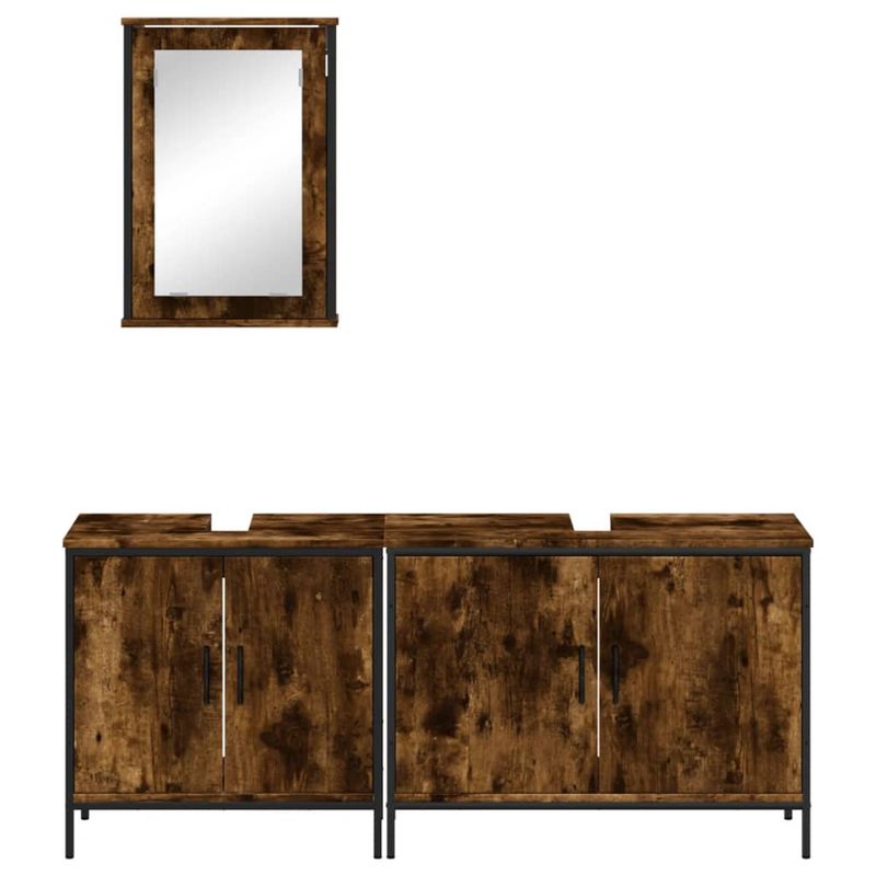 Casa si Gradina - Mobilier - Seturi de mobilier - Seturi baie - Set mobilier de baie, 3 piese, stejar fumuriu, lemn prelucrat - Infinity.ro