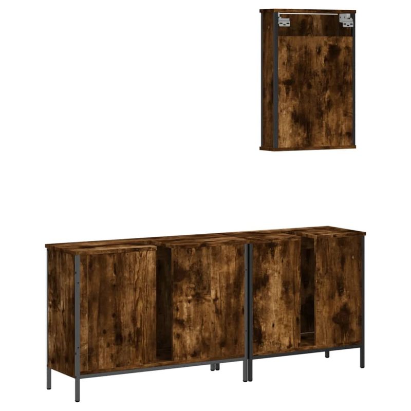 Casa si Gradina - Mobilier - Seturi de mobilier - Seturi baie - Set mobilier de baie, 3 piese, stejar fumuriu, lemn prelucrat - Infinity.ro
