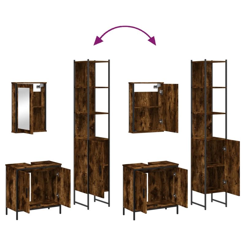 Casa si Gradina - Mobilier - Seturi de mobilier - Seturi baie - Set mobilier de baie, 3 piese, stejar fumuriu, lemn prelucrat - Infinity.ro