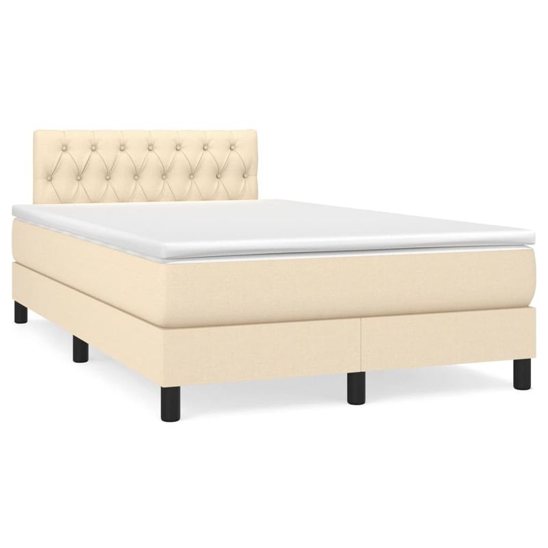 Casa si Gradina - Mobilier - Paturi si accesorii - Paturi - Pat continental cu saltea, crem, 120x190 cm, textil - Infinity.ro