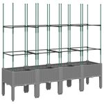 Casa si Gradina - Gradinarit si plante - Plante si ghivece - Ghivece si suporturi - Jardiniera de gradina cu spalier gri deschis 160x40x142,5 cm PP - Infinity.ro