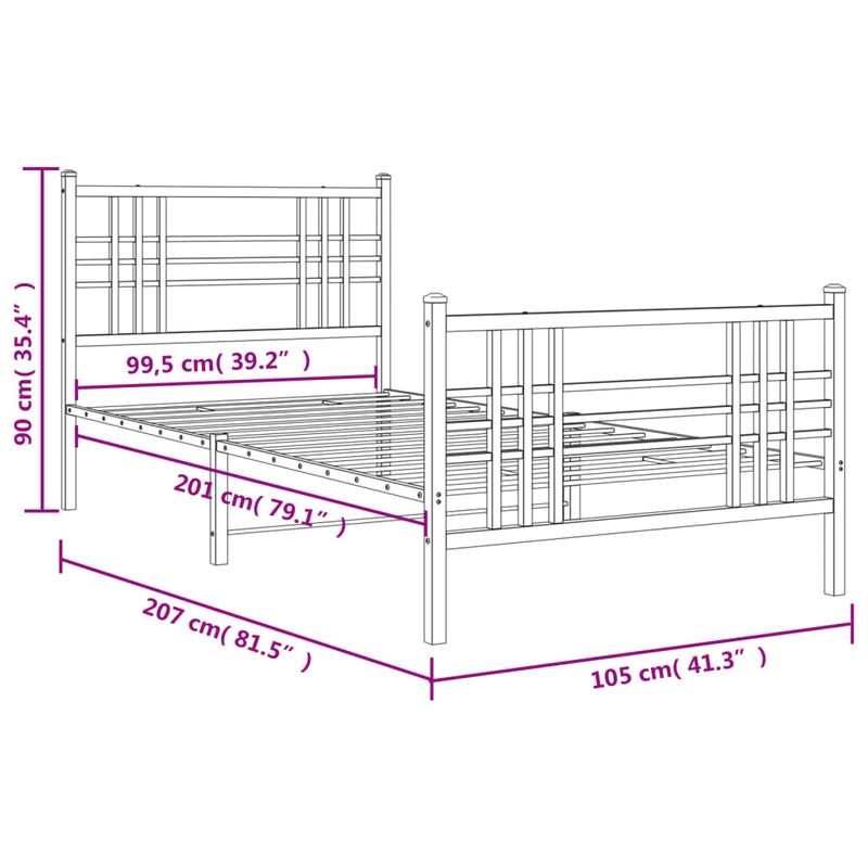 Casa si Gradina - Mobilier - Paturi si accesorii - Paturi - Cadru de pat metalic cu tablie de cap/picioare, alb, 100x200 cm - Infinity.ro