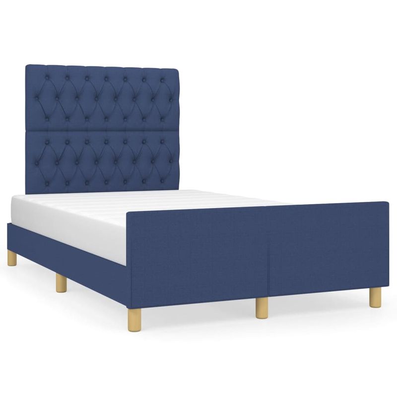 Casa si Gradina - Mobilier - Paturi si accesorii - Paturi - Cadru de pat cu tablie, albastru, 120x190 cm, material textil - Infinity.ro