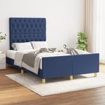 Casa si Gradina - Mobilier - Paturi si accesorii - Paturi - Cadru de pat cu tablie, albastru, 120x190 cm, material textil - Infinity.ro